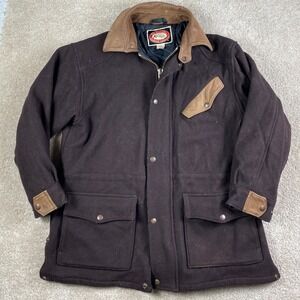 Australian Outback Collection Mens Brown Wool Leather Trim Field Jacket Small